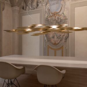 I LUCCI Argentati Medium Linear Chandelier by Terzani